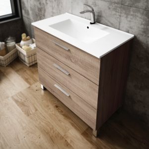 detalle palma mueble suelo con tres cajones